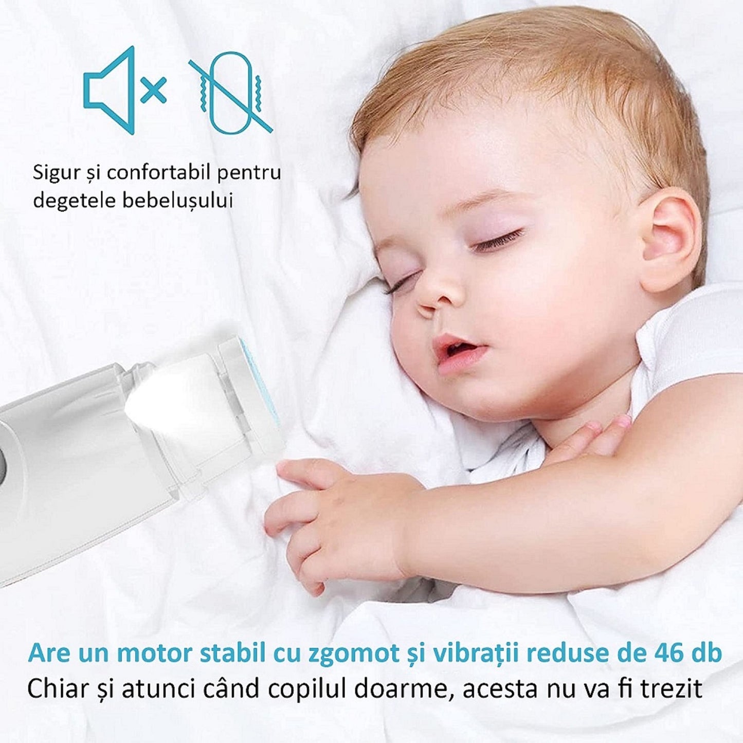 Pila de Unghii Profesionala pentru Bebelusi, Electrica, cu Unghiera, 6 Capete Incluse, Lumina LED, Incarcare USB, Alba