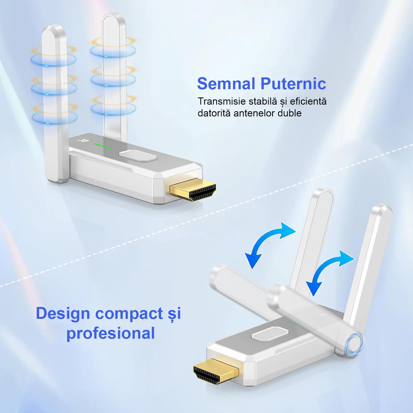 Kit Extensie HDMI Wireless 150m ENZIRO®, Transmitator si 2 Receptoare Full HD 1080p, Plug & Play, Dual Band 2.4G/5G, Alimentare USB, 2 Adaptoare, Alb