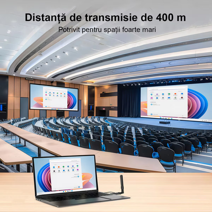 Kit Extensie HDMI Wireless 400m, TX si RX Full HD 1080P 60Hz, Plug & Play, Dual Band 2.4G/5G, cu 2 Adaptoare, pentru Streaming Audio/Video, Negru