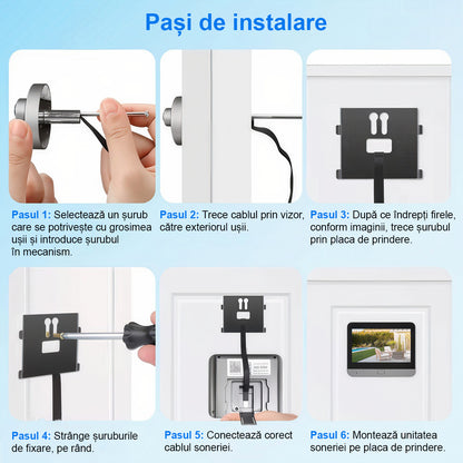 Vizor Electronic Inteligent Wi-Fi, ENZIRO®, Sonerie fara fir cu Camera 1080P HD, 3MP, Senzor Miscare, Vizualizare Nocturna 5m, Baterie 5000mAh, Gri