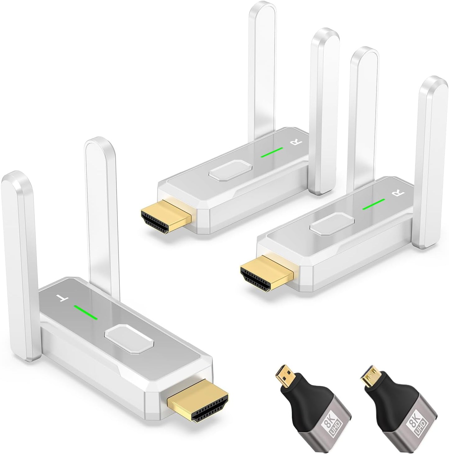 Kit Extensie HDMI Wireless 150m ENZIRO®, Transmitator si 2 Receptoare Full HD 1080p, Plug & Play, Dual Band 2.4G/5G, Alimentare USB, 2 Adaptoare, Alb