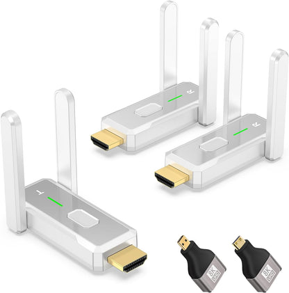 Kit Extensie HDMI Wireless 150m ENZIRO®, Transmitator si 2 Receptoare Full HD 1080p, Plug & Play, Dual Band 2.4G/5G, Alimentare USB, 2 Adaptoare, Alb