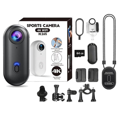 Camera Video Corporala 4K Ultra HD ENZIRO®, Rezolutie 3840*2160, Conectare WiFi, Body Cam, Unghi Larg 120º, Card Memorie Inclus 64 GB, Negru