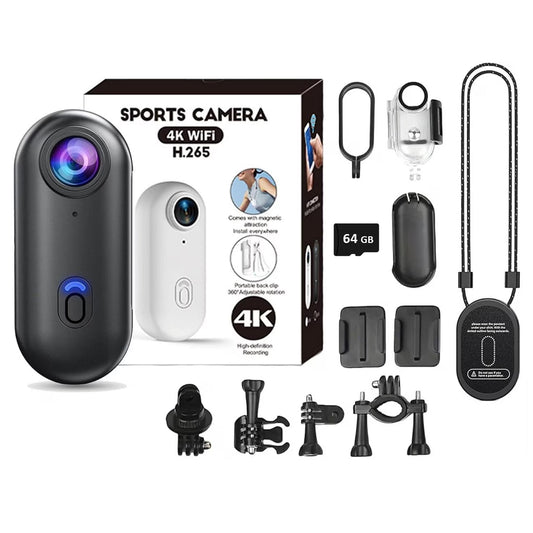 Camera Video Corporala 4K Ultra HD ENZIRO®, Rezolutie 3840*2160, Conectare WiFi, Body Cam, Unghi Larg 120º, Card Memorie Inclus 64 GB, Negru