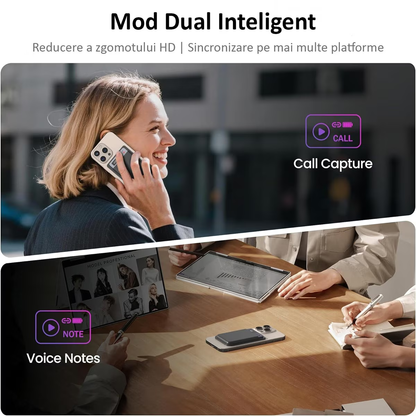 Reportofon Inteligent AI ENZIRO® cu ChatGPT, 64GB, 152+ Limbi, 30h Inregistrare Continua, 240 Zile Standby, Control prin Aplicatie, Magnetic,Gri