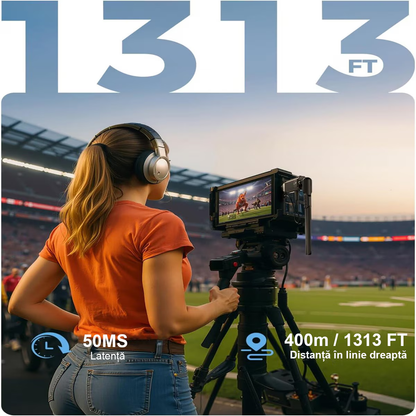 Kit Extensie HDMI Wireless 400m, TX si RX Full HD 1080P 60Hz, Plug & Play, Dual Band 2.4G/5G, cu 2 Adaptoare, pentru Streaming Audio/Video, Negru