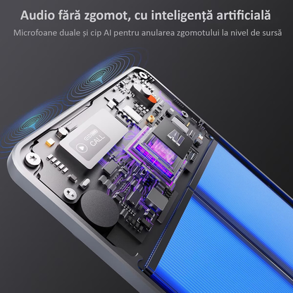 Reportofon Inteligent AI ENZIRO® cu ChatGPT, 64GB, 152+ Limbi, 30h Inregistrare Continua, 240 Zile Standby, Control prin Aplicatie, Magnetic,Gri