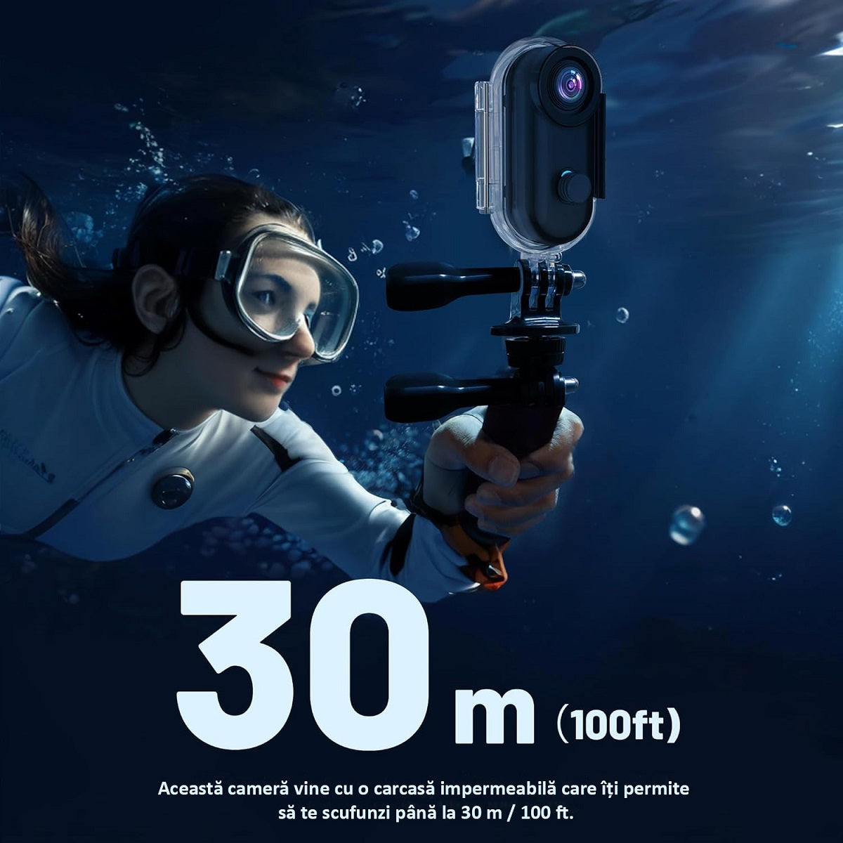 Camera Video Corporala 4K Ultra HD ENZIRO®, Rezolutie 3840*2160, Conectare WiFi, Body Cam, Unghi Larg 120º, Card Memorie Inclus 64 GB, Negru