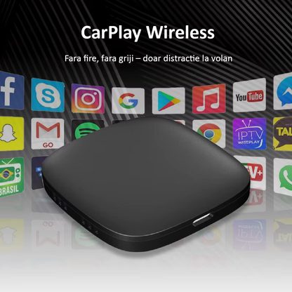 Adaptor Auto Wireless 3 in 1 Apple Carplay si Android Auto, cu Netflix, YouTube, Google Store, Wi-Fi 6 2.4 GHz + 5 GHz, 32GB, sistem ANDROID 10, Negru