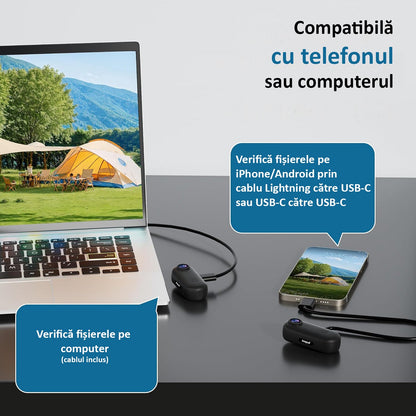 Camera Video Corporala 4K Ultra HD ENZIRO®, Rezolutie 3840*2160, Conectare WiFi, Body Cam, Unghi Larg 120º, Card Memorie Inclus 64 GB, Negru