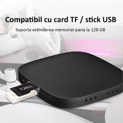 Adaptor Auto Wireless 3 in 1 Apple Carplay si Android Auto, cu Netflix, YouTube, Google Store, Wi-Fi 6 2.4 GHz + 5 GHz, 32GB, sistem ANDROID 10, Negru